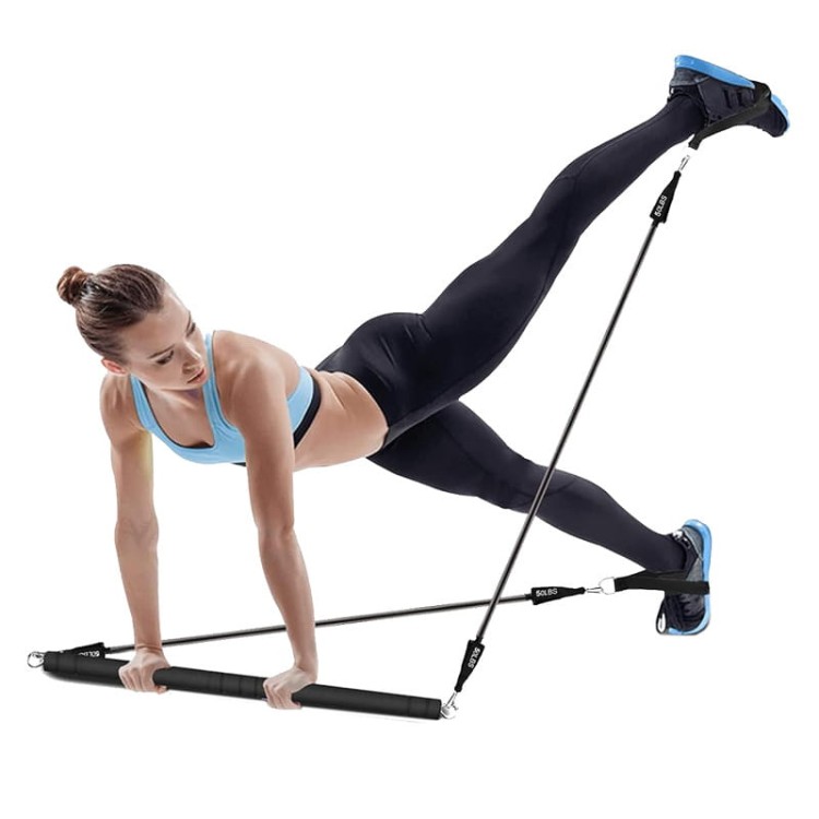 Drążek do treningu fitness pilates + gumy oporowe