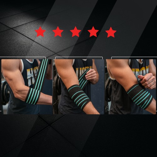 Opaski na łokcie do trójboju - taśmy elastyczne niebieskie 2 szt.