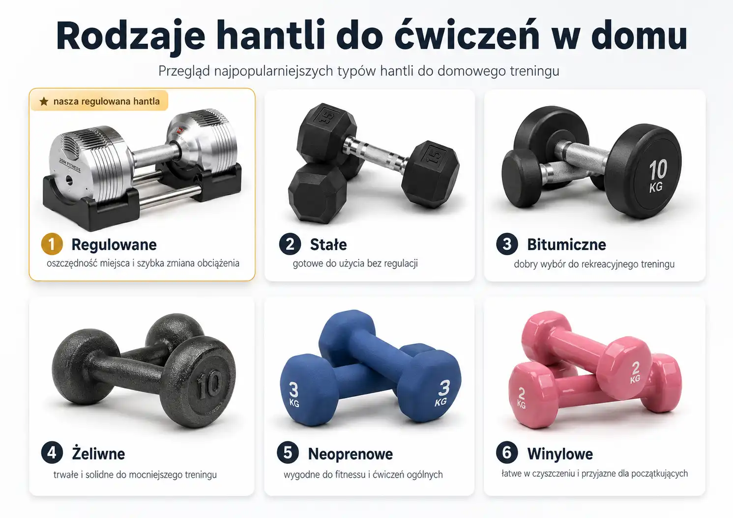 Rodzaje hantli do ćwiczeń w domu