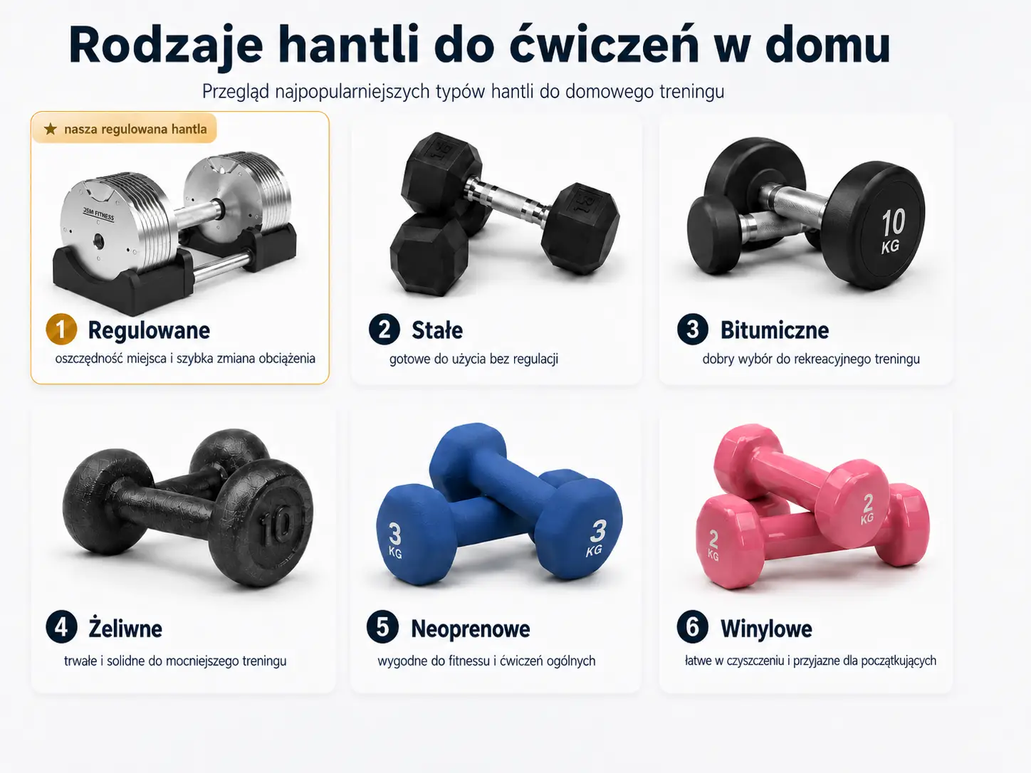 Rodzaje hantli do ćwiczeń w domu