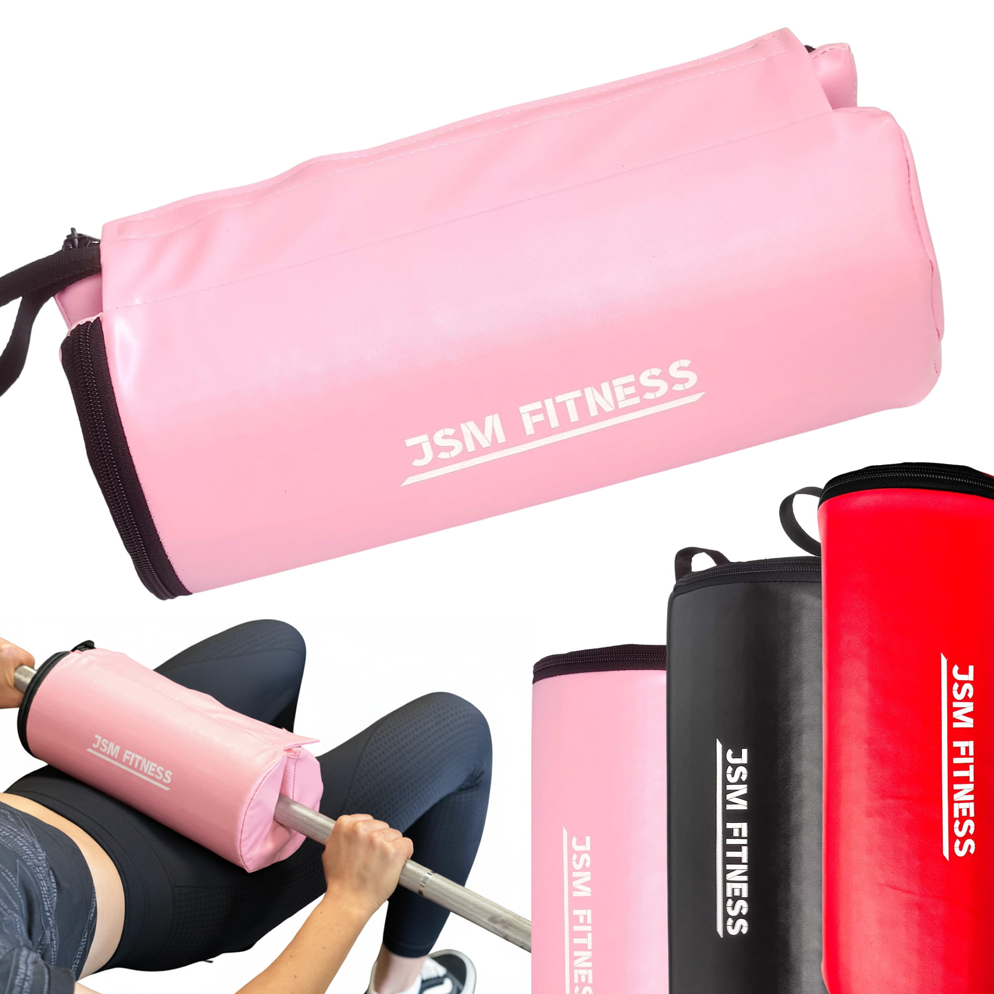 Pianka na sztangę do hip thrust - ochraniacz na biodra do ćwiczeń pośladków różowy